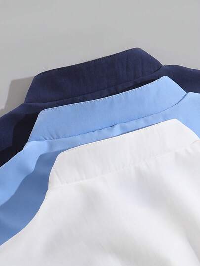 SHEIN 3 قطع/مجموعة قمصان كاجوال متعددة الألوان للأولاد، مناسبة للارتداء اليومي والتنقل والعطلات، بتصميم بسيط ومريح
