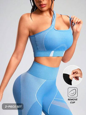 Innovista مجموعة سبورت بكأس قابلة للإزالة وشورت للنساء، ذات أشرطة قابلة للتعديل، بلون البرتقالي الفاتح، 2 قطعة