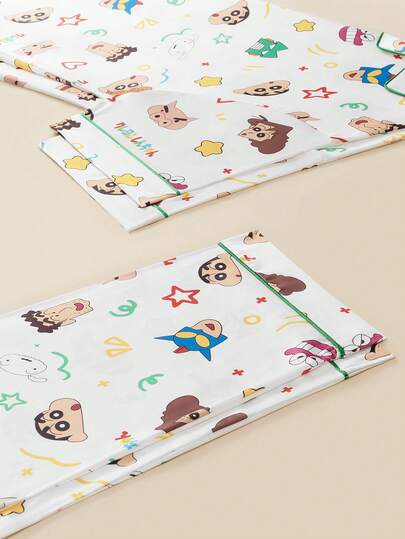 Gongdie CRAYON SHINCHAN مجموعة بيجامة رجالية لشخصية كرايون شين-تشان، قصيرة الأكمام، ناعمة وقابلة للتنفس، 2 قطعة