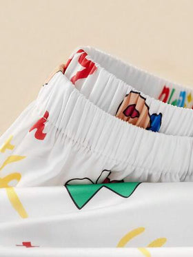 Gongdie CRAYON SHINCHAN مجموعة بيجامة رجالية لشخصية كرايون شين-تشان، قصيرة الأكمام، ناعمة وقابلة للتنفس، 2 قطعة