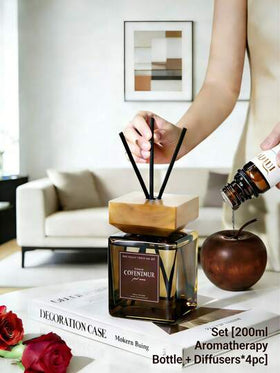 1 طقم موزع عطري بأعواد الخيزران سعة 500 مل (16.9 أونصة سائلة)، عطر زيوت أساسية فاخر بدون لهب، رائحة طويلة الأمد، مناسب للمنزل والغرفة والصالة والحمام، ديكور أنيق، هدية عيد الحب، معطر هواء، موزع للسيارة، هدية عيد الميلاد والتخرج.