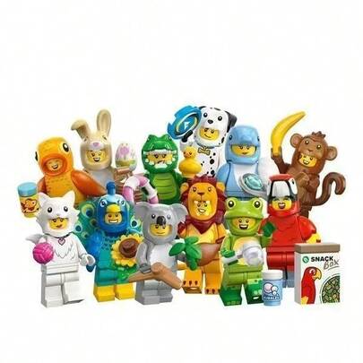 LEGO لعبة ليغو 71051 شخصية صغيرة قابلة للسحب موسم 28 بزي حيوان، شخصية صغيرة تعليمية من قطع البناء، هدية تذكارية