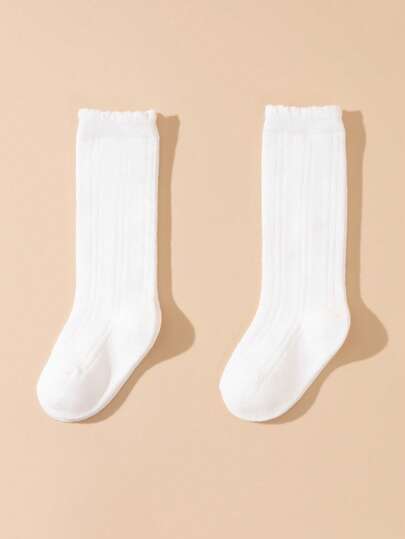3 أزواج جديدة من جوارب الأطفال، جوارب بيضاء طويلة حتى الركبة، جوارب كاجوال للأطفال للعودة إلى المدرسة، جوارب الأميرة الصغيرة