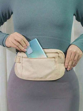حقيبة خصر مقاومة للماء وحاجبة لتقنية RFID، حقيبة خصر مخفية فائقة النحافة للنقود والجواز والهاتف وما إلى ذلك؛ محفظة أمان مخفية، مناسبة لعيد الميلاد وعيد الهالوين وغيرها من المناسبات؛ يمكن استخدامها أيضًا كحقيبة خصر للنساء أو حقيبة لياقة بدنية أو حقيبة سفر.