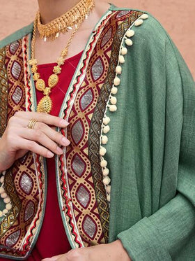 SHEIN Najma رمضان عباية نسائية أنيقة بأكمام طويلة وأكمام واسعة مزينة بشرائط الباتشوورك