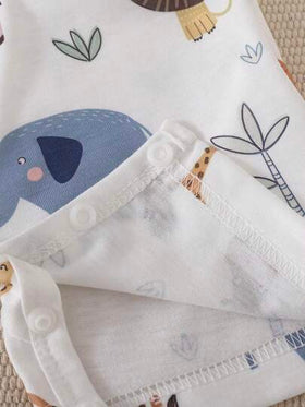 SHEIN Playful Pals 3 قطع/مجموعة بذلات أطفال صغار مطبوعة بطريقة جميلة + شريطية + لون واحد ناعمة ومريحة، مناسبة للمنزل والرياضة الخارجية والحفلات