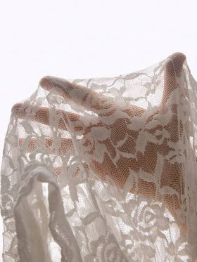 جمبسوت نسائية شفافة طويلة الأكمام مزينة بالزهور والدانتيل، ملابس داخلية جذابة