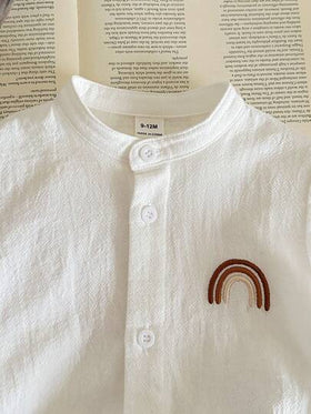 LMoss Kids مجموعة قميص كاجوال بياقة وشورت لون أحادي للأطفال الصبيان، 2 قطعة