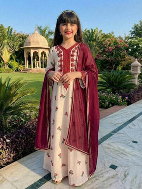 SHEIN رمضان فستان فضفاض بأكمام طويلة وياقة على شكل حرف V مع طباعة زهرية للفتيات المراهقات