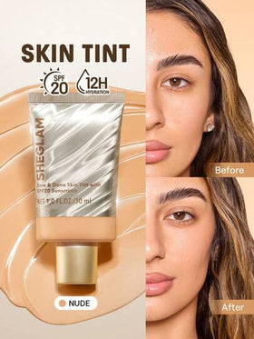 SHEGLAM Dew & Done ملون خفيف للبشرة مع Spf20-Nude علامة تجارية جمال مكياج ميكب مستحضرات تجميل للنساء الفتيات مثالي لفصل الشتاء الربيع مثالي ل- Y2K أزياء أنيقة رمضان هدية حفلة جاهز أفضل لون