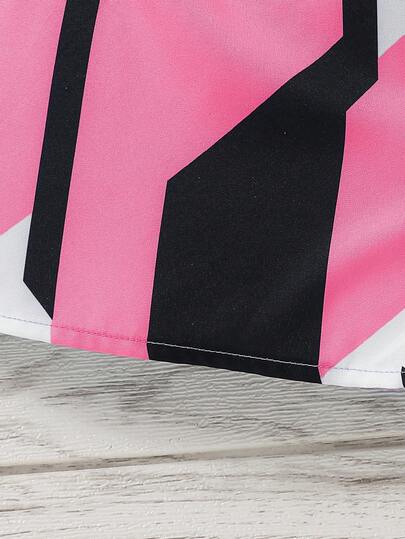 SHEIN بدلة رومبير واحدة بخط عريض متعدد الألوان وردية اللون للفتيات المراهقات الرياضيات الموضة
