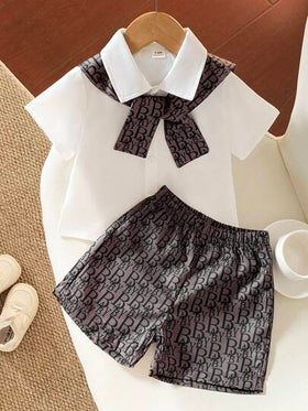 SHEIN Playful Pals طقم ملابس للأطفال الرضع من 0-3 سنوات، يتكون من كيب مطبوع، قميص بأكمام قصيرة وشورت بخصر مطاطي مطبوع بحرف، مناسب لجميع المواسم، للرحلات القصيرة، العطلات، النزهات، الاسترخاء، الارتداء اليومي المنزلي، التنسيق، مقاس من 3 أشهر إلى 24 شهرًا لل
