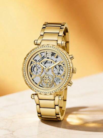 ساعة GUESS متعددة الوظائف للنساء بلون فضي GW0403L2