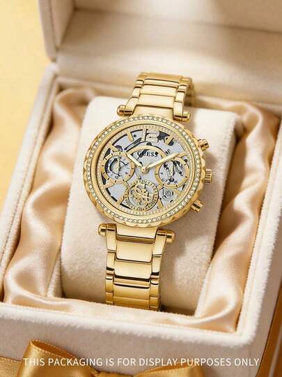 ساعة GUESS متعددة الوظائف للنساء بلون فضي GW0403L2