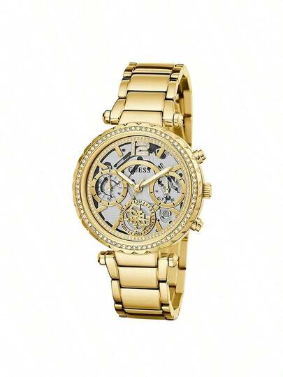 ساعة GUESS متعددة الوظائف للنساء بلون فضي GW0403L2