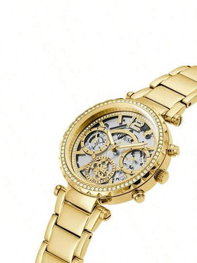 ساعة GUESS متعددة الوظائف للنساء بلون فضي GW0403L2