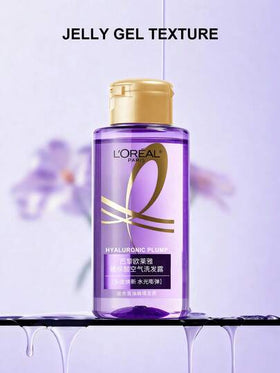 L'Oreal 100 مل حجم السفر شامبو + 100 مل بلسم. مشبع بحمض الهيالورونيك، يغذي الشعر بالرطوبة والبريق والحجم والتحكم في الزيوت.