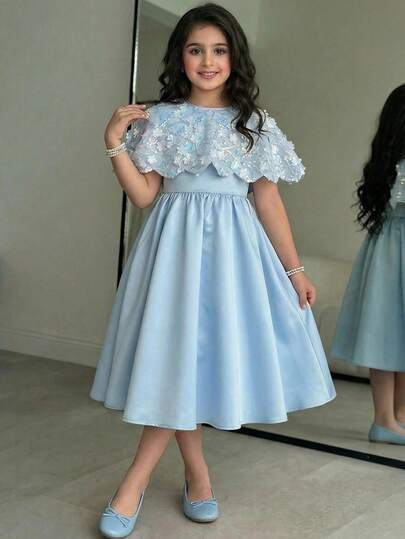 SHEIN رمضان مجموعة فستان مطبوع بالزهور مع كارديجان شال للفتيات المراهقات، طراز أنيق أميري