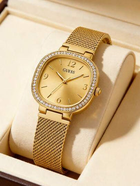 Guess ساعة نسائية كوارتز من جيس، سوار من الفولاذ المقاوم للصدأ، حالة من الفولاذ المقاوم للصدأ، حركة كوارتز، مناسبة للمناسبات اليومية والأحداث GW0354L2
