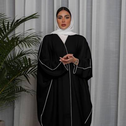 فستان طويل للنساء من الشرق الأوسط بتصميم مينيمالي عصري مزخرف بطباعة وتلوين، كارديجان أنيق/عباية مناسب للارتداء اليومي والمناسبات