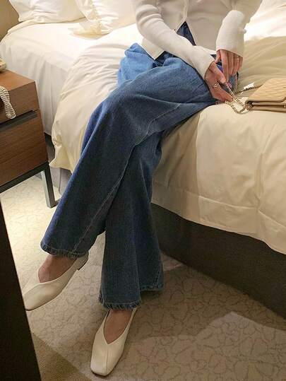 Dazy Tall سراويل جينز طويلة فضفاضة مستقيمة الساق للنساء الطويلات مع تفاصيل منسدلة