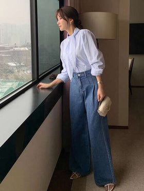Dazy Tall سراويل جينز طويلة فضفاضة مستقيمة الساق للنساء الطويلات مع تفاصيل منسدلة