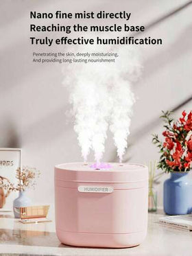 جهاز ترطيب هواء سعة 1200 مل، موزع عطور قوي مع إضاءة مزاجية LED، ترطيب الهواء، إزالة الروائح الكريهة، رذاذ نانو، تصميم ثلاثي الفوهات، يعمل بالطاقة USB، مناسب للغرف والمكاتب والسفر والسيارات