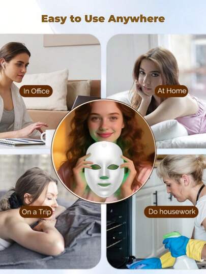 جهاز العناية بالوجه الجمالي 7 في 1، أداة العناية بالوجه ذات 7 ألوان LED، أداة العناية بالوجه الأوتوماتيكية متعددة الأنماط، 7 أوضاع عمل، مصمم للجمال الوجهي، ببطارية قابلة للشحن 400 مللي أمبير، محمول خالي من العطور + حزام مطاطي قابل للتعديل، مناسب للمنزل وا