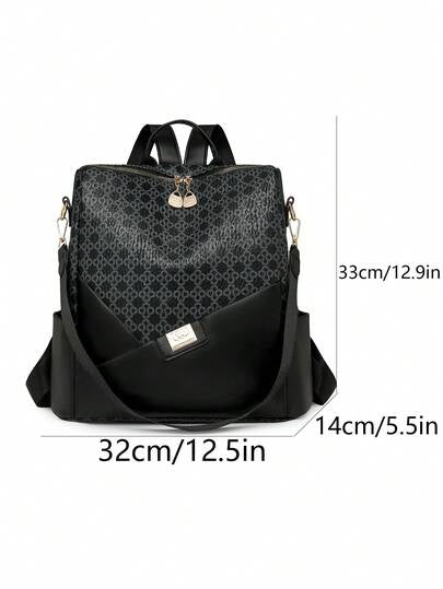 Women's Rhombus Pattern Large Capacity Backpack, Patchwork Commuter Bag, Student Backpack, Mommy Bag