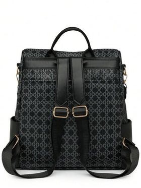 Women's Rhombus Pattern Large Capacity Backpack, Patchwork Commuter Bag, Student Backpack, Mommy Bag
