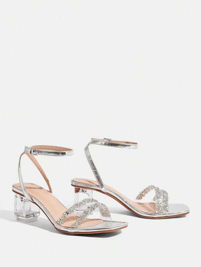 CUCCOO TILAWA صنادل نسائية ذات كعب عالي مزينة بالكريستال والراين، مناسبة للأنشطة الخارجية والحفلات، أحذية موسم الربيع، كعب الكعب العالي لحفلات الربيع وعيد الفصح
