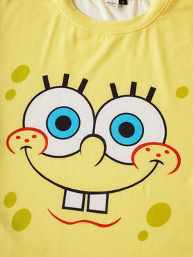 SpongeBob SquarePants | SHEIN طقم ملابس صيفي مكون من ملابس علوية كاريكاتيرية مضحكة بأكمام قصيرة وشورت للرجال