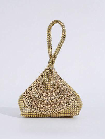 حقيبة كلاتش صغيرة مزينة بالراين ستون، حقيبة يد فريدة للحفلات، حقيبة مستحضرات التجميل، حقيبة يد موضة مصنوعة يدويًا
