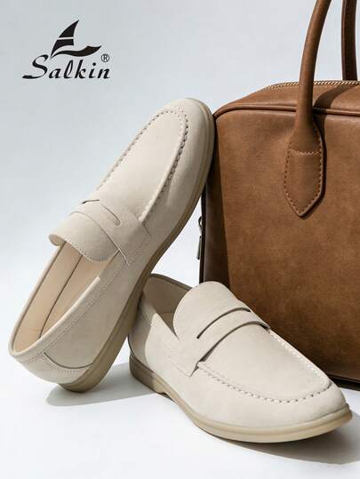 Salkin [سالكين] أحذية رجالية كلاسيكية من الجلد المدبوغ بتصميم كلاسيكي، أنيقة وراحة للاستخدام اليومي والمناسبات الرسمية والحفلات والزفاف. مناسبة للرجال والأزواج، هدية رومانسية مثالية. اختر مقاس أكبر بمقدار مقاس واحد.