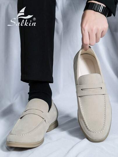 Salkin [سالكين] أحذية رجالية كلاسيكية من الجلد المدبوغ بتصميم كلاسيكي، أنيقة وراحة للاستخدام اليومي والمناسبات الرسمية والحفلات والزفاف. مناسبة للرجال والأزواج، هدية رومانسية مثالية. اختر مقاس أكبر بمقدار مقاس واحد.