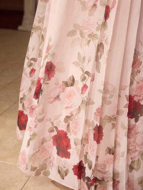 MOTF PREMIUM تنورة مطوية مطبوعة بطباعة مميزة أنيقة رومانسية للنساء، ربيع/صيف
