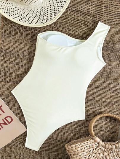Swim Vcay بدلة سباحة قطعة واحدة للنساء، أنيقة للعطلات، ذات أربطة على الكتف وخصر مزين بمعدن مفرغ