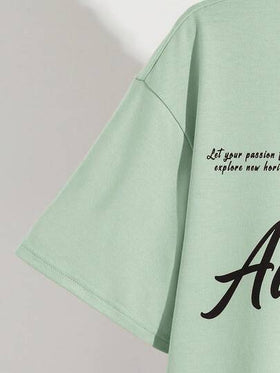 SHEIN مجموعة بولو قصيرة الأكمام مطبوعة بالحروف، وقميص محبوك وشورت مع جيب، أنيقة وعملية للمراهقين، مناسبة للربيع/الصيف، للارتداء اليومي، للرياضة، للخروجات، للمدرسة، للتجمعات، للعطلات، للتصوير الفوتوغرافي، للعودة إلى المدرسة
