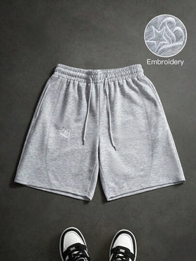 PAVTROS شورتات كاجوال مطرزة بنمط بسيط، سراويل رياضية فضفاضة مستقيمة الساق بتصميم لوحات متناسقة