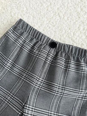 SHEIN طقم قميص بولو محبوك ملون وبنطال مخطط بخصر مطاطي للأطفال الرضع الصبيان