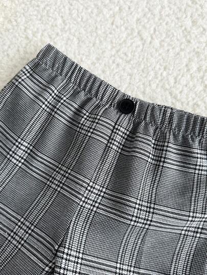 SHEIN طقم قميص بولو محبوك ملون وبنطال مخطط بخصر مطاطي للأطفال الرضع الصبيان