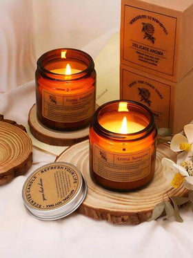 شمعة معطرة هدية الخريف، كوب زجاجي بني شمع صويا، شمعة عطرية للعلاج بالروائح، شمعة معطرة رومانسية خالية من الدخان، برطمان زجاجي - شمعة شمع صويا | ديكور منزلي بني، مناسبة للنساء، هدية عيد ميلاد حفل زفاف، تساعد على تخفيف التوتر والاسترخاء، ديكور الغرفة، هدية