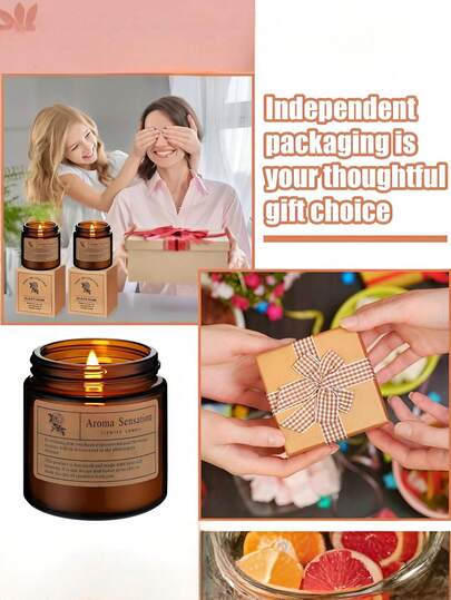 شمعة معطرة هدية الخريف، كوب زجاجي بني شمع صويا، شمعة عطرية للعلاج بالروائح، شمعة معطرة رومانسية خالية من الدخان، برطمان زجاجي - شمعة شمع صويا | ديكور منزلي بني، مناسبة للنساء، هدية عيد ميلاد حفل زفاف، تساعد على تخفيف التوتر والاسترخاء، ديكور الغرفة، هدية