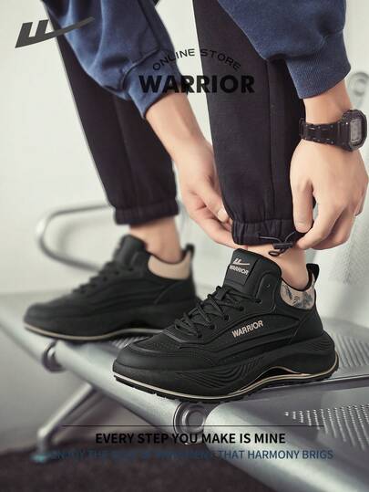 WARRIOR أحذية رجالية مريحة بطراز الشارع ذات الكعب السميك، أحذية ركض مريحة للربيع والخريف، أحذية رياضية كاجوال أنيقة وبسيطة، مناسبة للارتداء طوال العام، مقاومة للتآكل والارتداء اليومي، أحذية تدريب