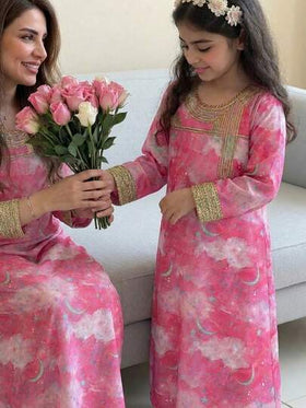 فستان كاجوال طويل الأكمام مزين بشريط ربطة صبغة التعتيق مناسب للفتيات المراهقات في فصلي الخريف والشتاء