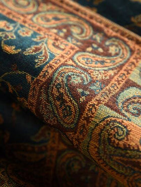 وشاح/شال/لف باشمينا جاكارد بطبعة البيزلي والشراريب البوهيمية قطعة واحدة باللون الأحمر
