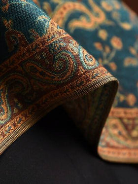 وشاح/شال/لف باشمينا جاكارد بطبعة البيزلي والشراريب البوهيمية قطعة واحدة باللون الأحمر