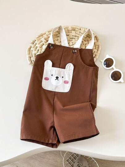 SHEIN Playful Pals جمبسوت رضيع ذات جيب للأولاد
