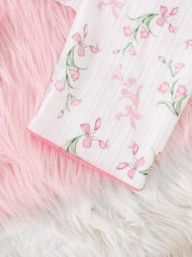 SHEIN طقم بيجامة بطبعة زهرية للفتيات/الفتاة، سترة كارديجان وبنطلون، لطيف ومريح للاستخدام اليومي، قطعتان، صيفي