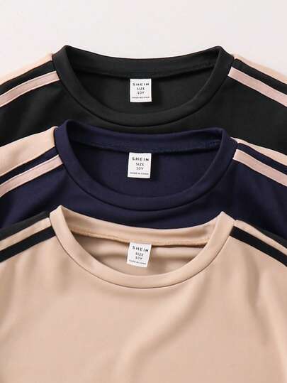 SHEIN 6 قطع/مجموعة ملابس أولاد مراهقين رياضية عصرية بتصميم جرافيك، قميص كم قصير وبنطلون، مناسبة للصيف، الرياضة، المدرسة، العطلات